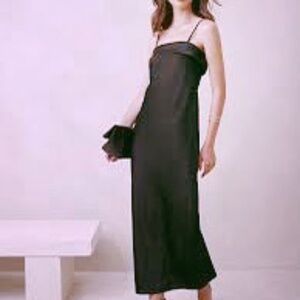 Banana Republic New with Tags Black Double Satin Evening Maxi Dress
